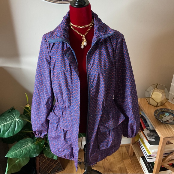 Tory Burch Casey Anorak Jacket Blue Orange Size M - Picture 8 of 11